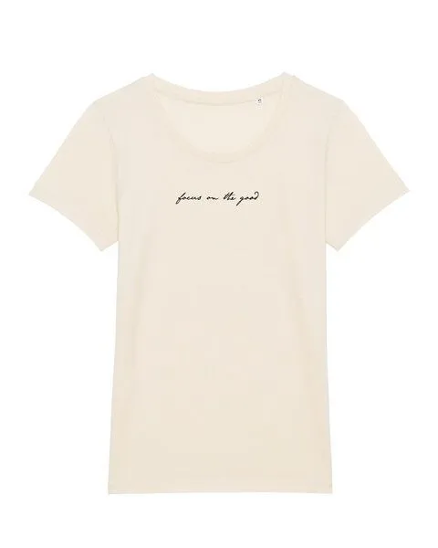 Human Family Human Family Bio Damen Rundhals-T-Shirt "Focus on the good" aus Bio-Baumwolle, Natural, – Produktbild 3 von 3