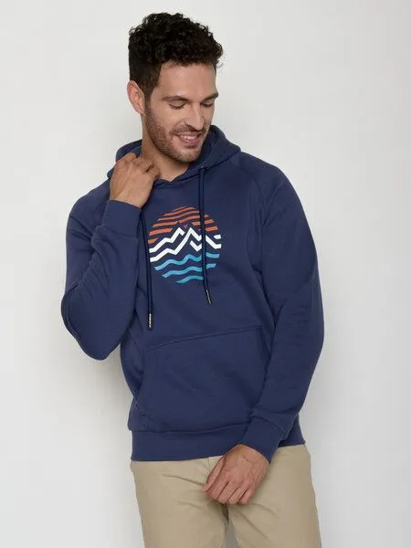 GreenBomb GREENBOMB Mountain Stripes Trek - Hoodie aus Bio-Baumwolle mit Raglan-Arm / hochwertiger Print / GOTS / Fair & Vegan, Blau (marineblau), – Produktbild 1 von 4