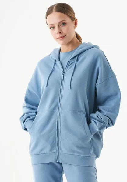 ORGANICATION ORGANICATION ESSENTIALS-JALE- Soft Touch Sweatjacke aus Bio-Baumwolle, Steel blue, – Produktbild 3 von 4