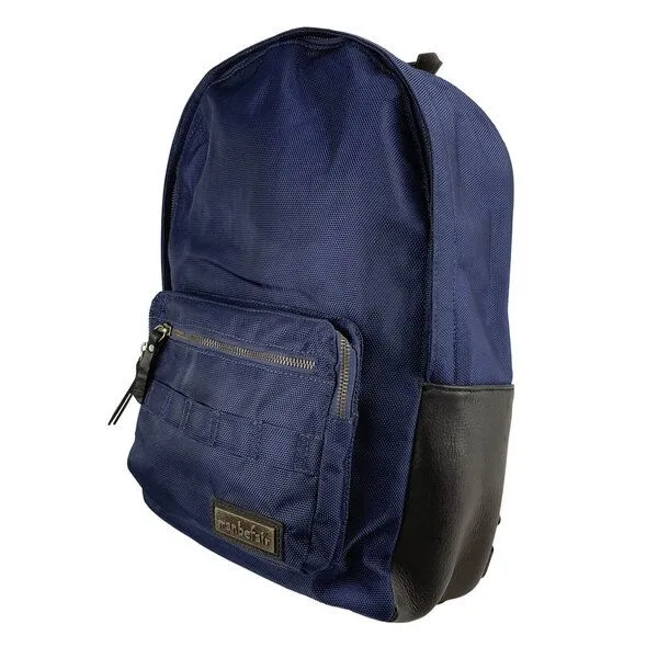 manbefair manbefair City Rucksack Bergen aus recyceltem Nylon Gewebe und Rinds-Leder, Blau, – Produktbild 4 von 4