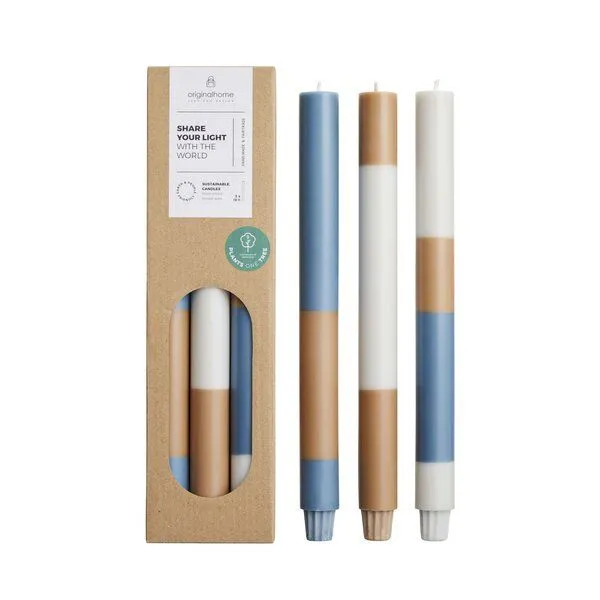 Originalhome Originalhome Schichtkerzen für bewusste Geschenke S/3 - paraffinfrei & vegan, Clean ocean, – Produktbild 1 von 1