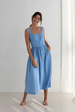 TWOTHIRDS TWOTHIRDS Damen vegan Kleid Formentera In Denimblau – Produktbild 1 von 1