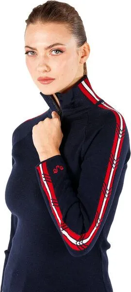 Woolona Woolona Merino Pullover Damen - ASYA - 100% Merinowolle 1/4 (Zip), Navy, – Produktbild 2 von 3