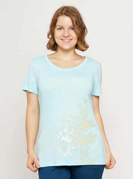 Peaces.bio - handbedruckte Biomode Peaces.bio - handbedruckte Biomode Lieber Wieder Shirt Buchenzauber Damen, Hellblau, – Produktbild 2 von 2