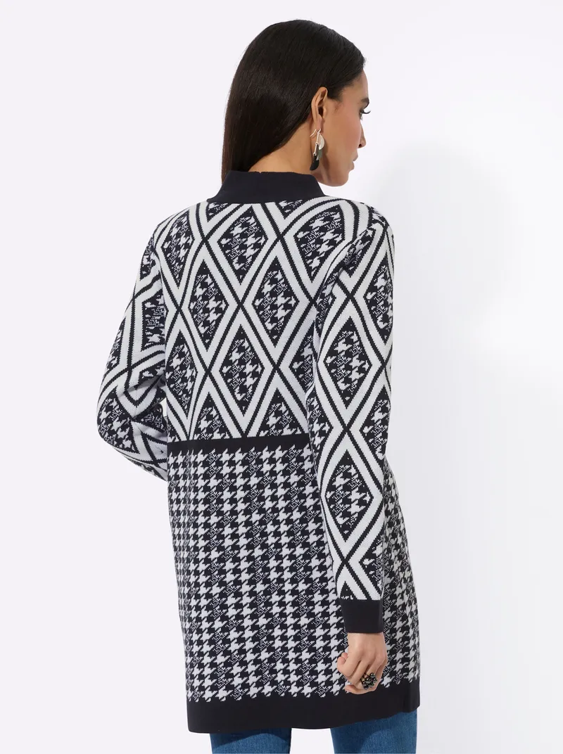 Witt Ajourstrickjacke, Schwarz-ecru-gemustert, – Produktbild 2 von 2