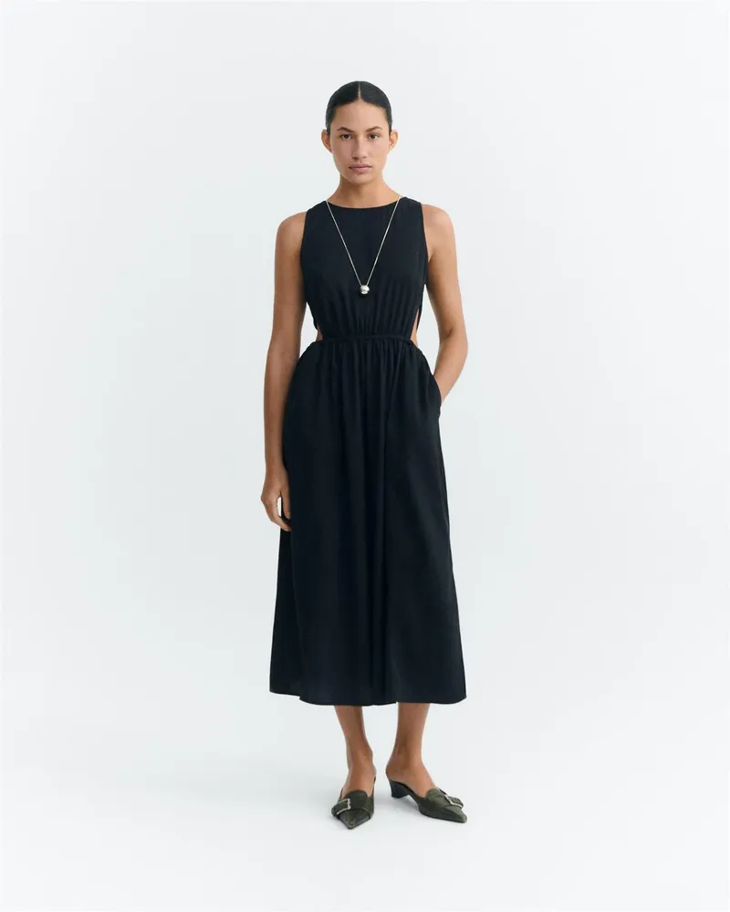thinking mu Kurzarm Midikleid Modell: Kin, Black, – Produktbild 1 von 5
