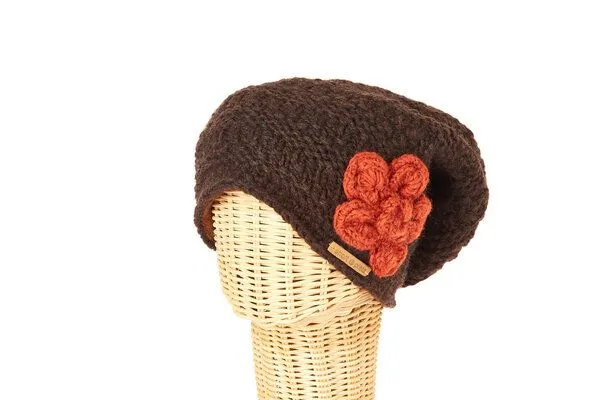 short'n'pietz short'n'pietz Schurwollmütze mit Blumenmotiv, Braun, – Produktbild 1 von 2