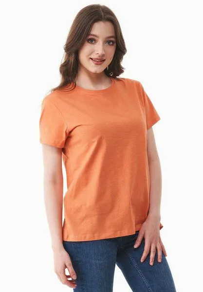 ORGANICATION ORGANICATION Damen Basic T-Shirt aus Bio-Baumwolle, Dusty orange, – Produktbild 3 von 4