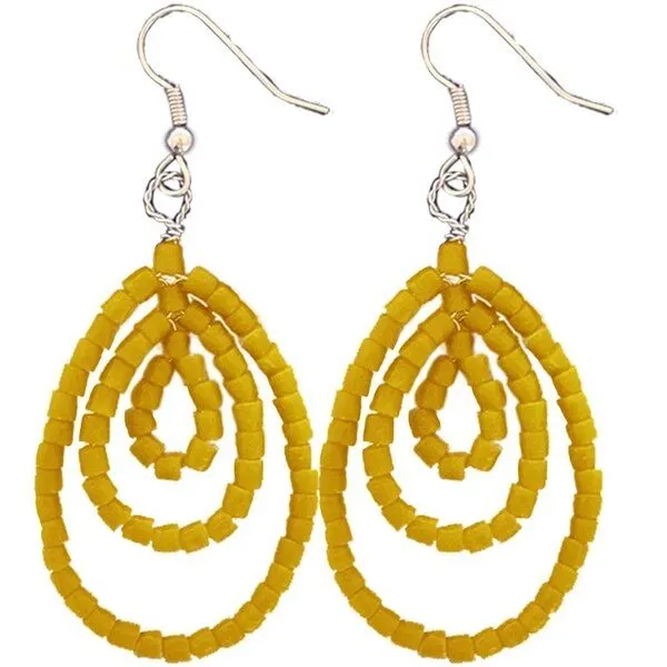 Global Mamas Global Mamas Ohrhänger "Sankofa" aus Recycling Glas, Gelb, – Produktbild 1 von 1
