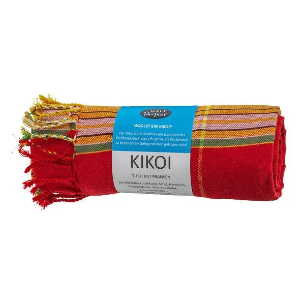 weltPartner weltPartner Baumwolltuch, Strandtuch, Sarong "Kikoi", Rot, – Produktbild 3 von 3