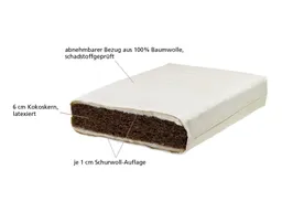 Lonsberg Lonsberg Kindermatratze Kokos mit Auflage 60x120 cm (fest) Abnehmbarer Baumwollbezug (schadstoffgeprüft) – Produktbild 1 von 1