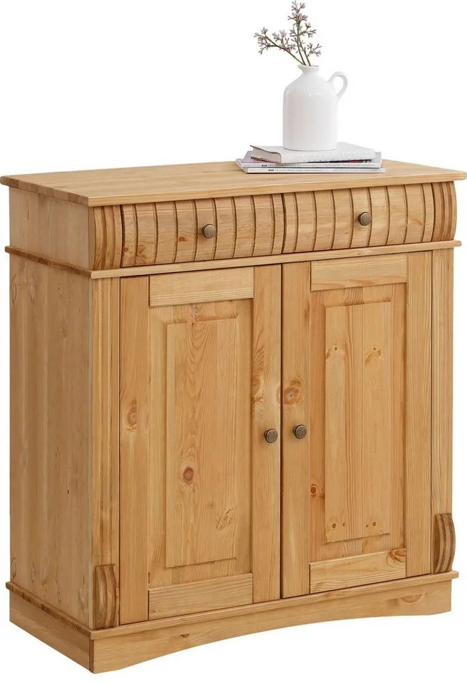 OTTO home Kommode Teresa Sideboard nur 2 Schubkästen, aus massiver Kiefer Breite 84 cm, Höhe 90 cm, FSC®, Beige, – Produktbild 2 von 5