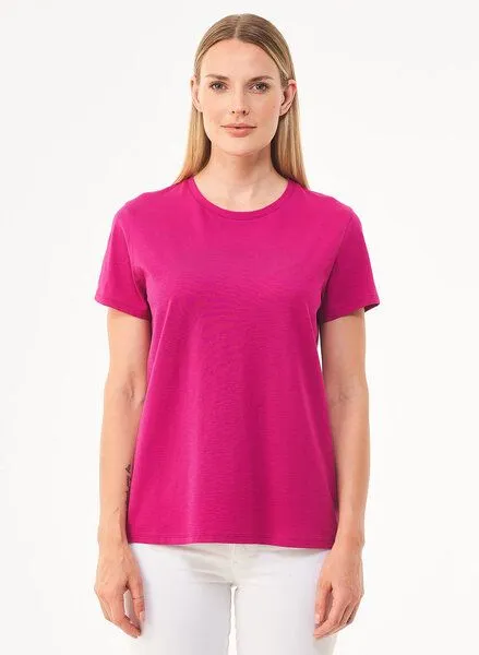 ORGANICATION ORGANICATION Damen Basic T-Shirt aus Bio-Baumwolle, Pink(raspberry pink), – Produktbild 1 von 4