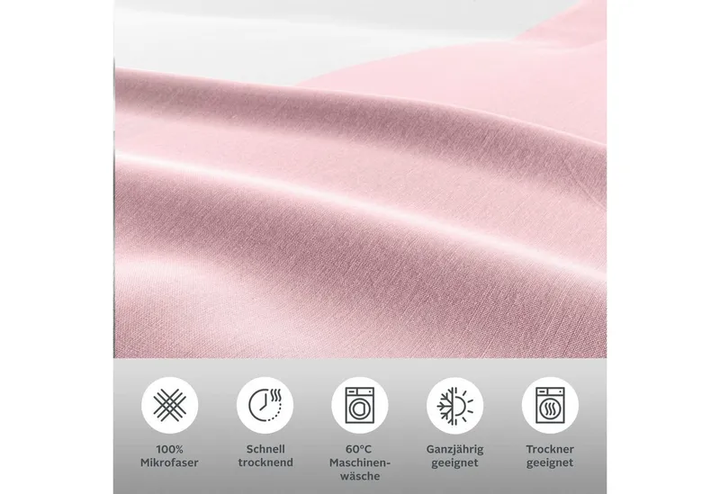 OTTO home Wendebettwäsche Desner2 100% Microfaser, extra weich, allergikerfreundlich, Microfaser, 3 teilig, Premium Qualität, uni, schnell trocknend, pflegeleicht, ab 135x200 cm, Rosa|silberfarben, – Produktbild 1 von 5