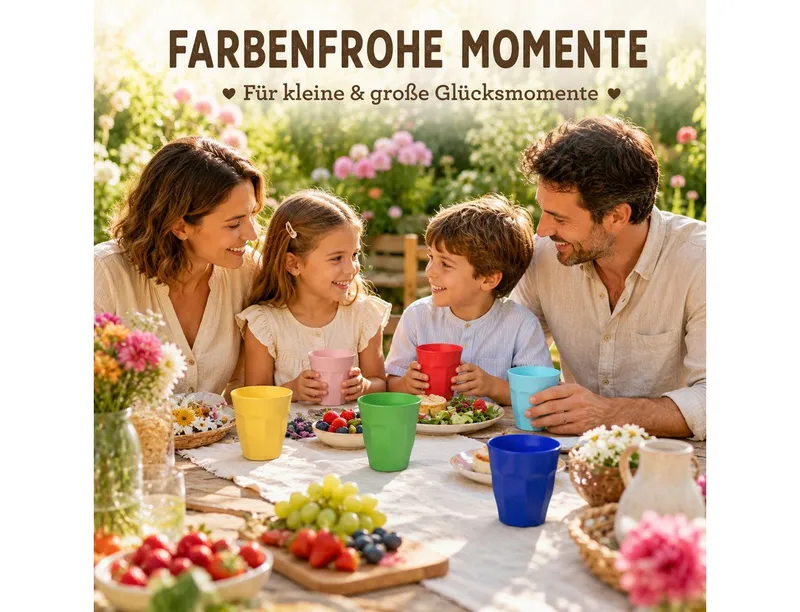 RICE RICE Becher Melamin Becher Set bunt robust für entspannten Familienalltag, 1-tlg., Melamin, Bunt, – Produktbild 4 von 5