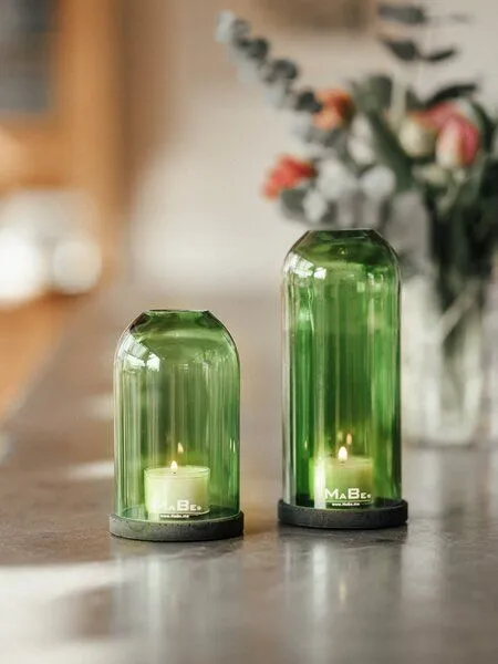MaBe Windlicht Oh.Ha - Design by MaBe - clean und puristisch - das Kürzere, Grün, – Produktbild 3 von 4