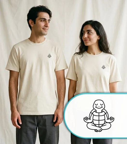vis wear vis wear Yoga Meditation Schildkröte – Unisex T-Shirt | Organic Bio-Baumwolle, Natural, – Produktbild 2 von 4