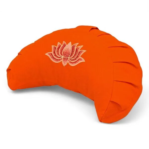 BAGHI BAGHI Meditationskissen Halbmond mit Lotus Bestickung im Farbverlauf Bio-Baumwolle kbA, Hellgrau, – Produktbild 2 von 4