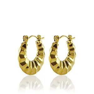 ELEKTROPULLI Ovale Creolen mit Struktur in 20mm von Elektropulli, Gold, – Produktbild 2 von 2