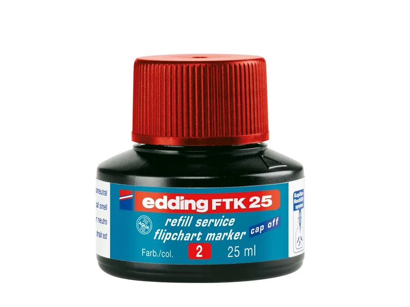 Edding Edding Nachfülltinte "FTK 25" für Flipchartmarker, 25 ml, Rot, – Produktbild 1 von 2