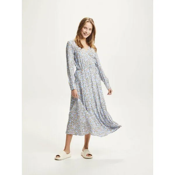 KnowledgeCotton Apparel KnowledgeCotton Apparel Wickelkleid FLOWER aus Lenzing EcoVero, Blau (chambray blue), – Produktbild 2 von 4