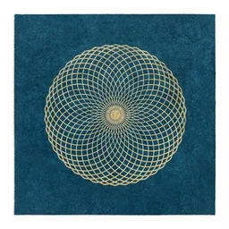 Veskor Cassiopeia Veskor Cassiopeia LOTUS DES LEBENS Heilige Geometrie Linoldruck | 40 x 40 cm | Lichtgold auf Petrolblau – Produktbild 1 von 1
