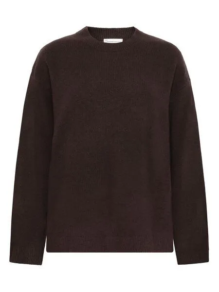 KnowledgeCotton Apparel KnowledgeCotton Apparel Rundhals-Strickpullover aus Lammwolle RWS, Braun (chocolate-torte), – Produktbild 3 von 4