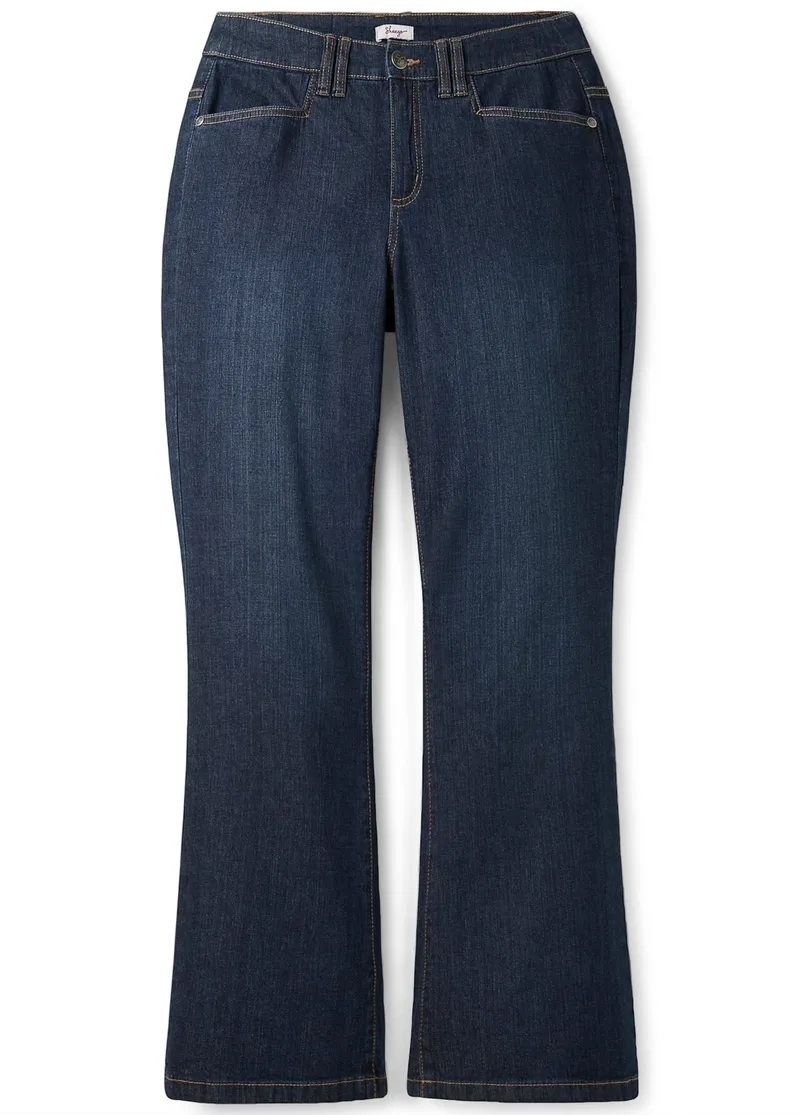sheego Bootcut-Jeans dark blue denim, Dark blue denim, – Produktbild 1 von 2