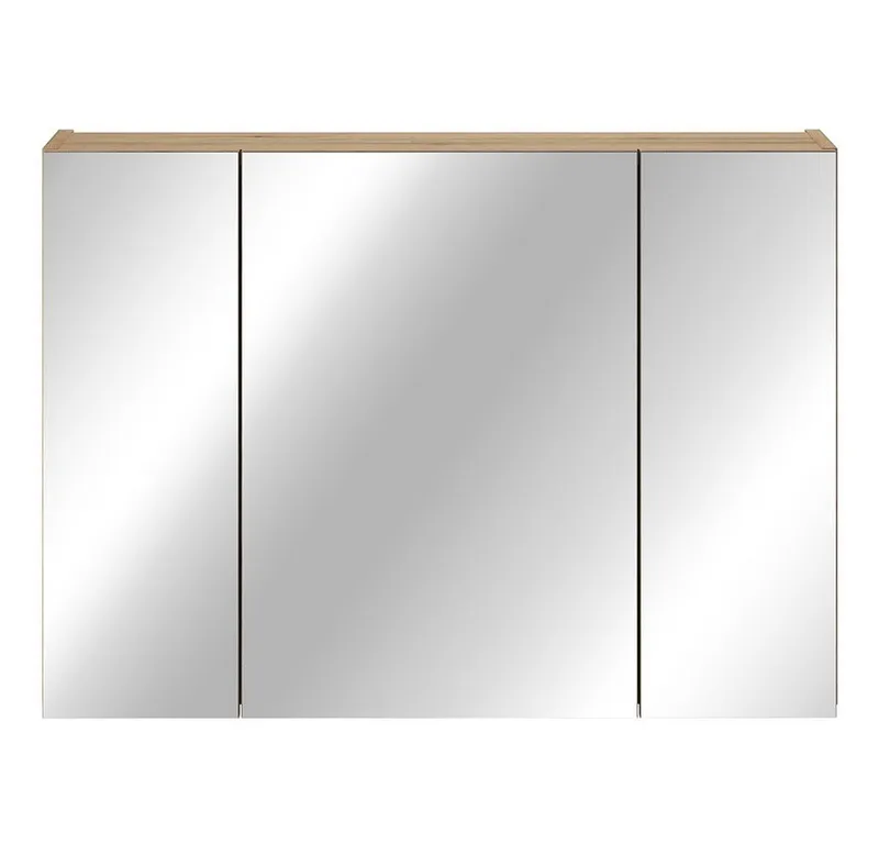 Lomadox Spiegelschrank NEWPORT-56-EVOKE mit 80 cm Breite in Eiche, 3-türig, Braun, – Produktbild 4 von 5