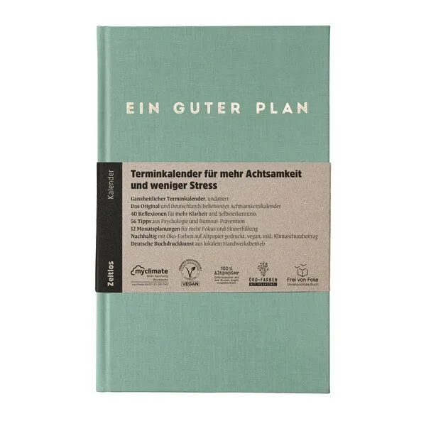 Ein guter Plan Ein guter Plan Zeitlos – Undatierter Terminkalender für mehr Achtsamkeit und weniger Stress, Seegrün, – Produktbild 1 von 3
