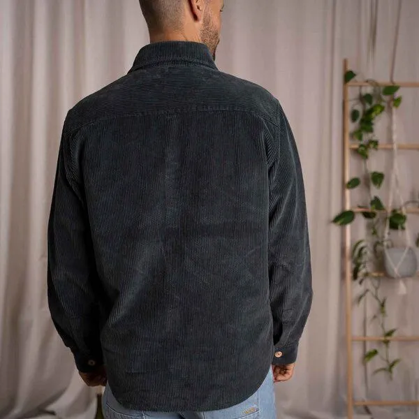Vresh Clothing Vresh Clothing Vinley - Cord Hemd aus Biobaumwolle, Dunkelgrau, – Produktbild 2 von 4