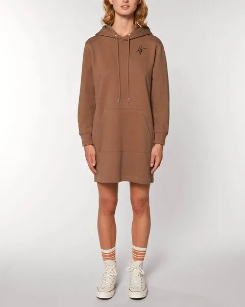 Human Family Human Family Langärmeliges Bio Damen Sweatshirt-Kleid mit Kapuze "Select - HF", Caramel (braun), – Produktbild 1 von 3