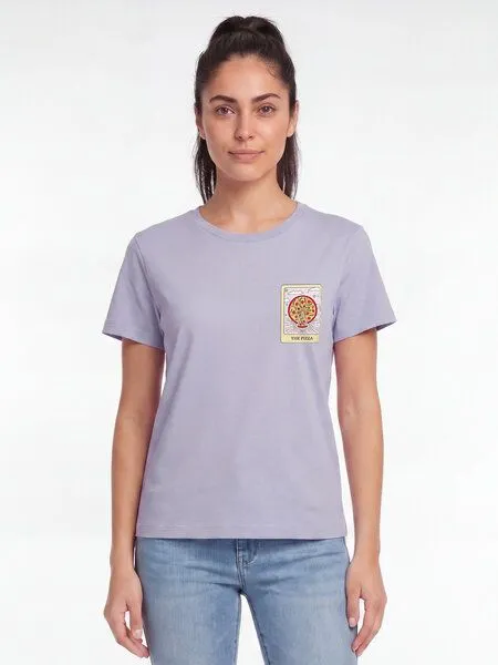 watapparel watapparel T-Shirt Frauen Tarot The Pizza, Lavender, – Produktbild 2 von 2