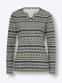 heine Langarmshirt khaki-marine-bedruckt – Produktbild 1 von 1