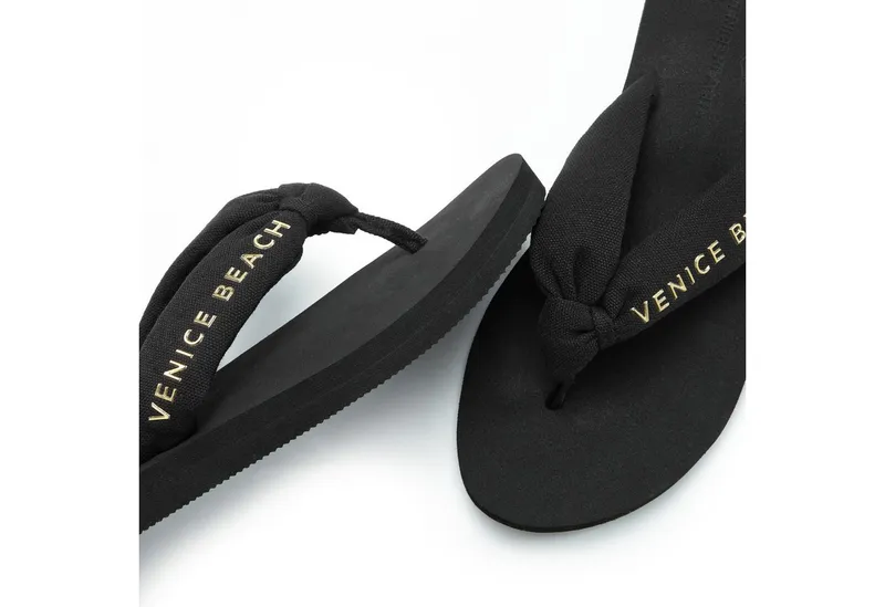 VENICE BEACH VENICE BEACH Badeschuhe, Badelatsche, Flip Flop, Sandale, Pantolette, Sommerschuhe Badezehentrenner NEU Zehentrenner mit wasserabweisender und leichter Sohle VEGAN, Schwarz, – Produktbild 1 von 5