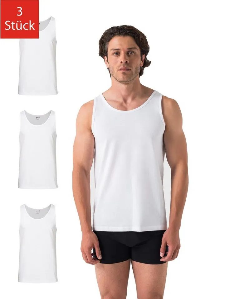Barrio 13 Barrio 13 Unterhemd Tank Top Achselshirt für Herren (Packung, Set, Spar-Pack, Spar-Packung, 3-St., 3er-Pack) Feinripp aus Baumwolle, Weiß, – Produktbild 2 von 5
