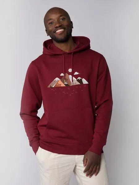 watapparel watapparel Hoodie Unisex Mountains & Moon, Burgundy, – Produktbild 2 von 2
