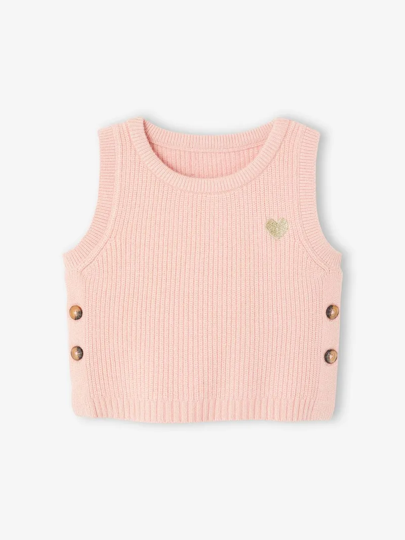 Vertbaudet Baby Pullunder mit Herz-Stickerei, Pudrig rosa, – Produktbild 2 von 4