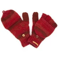 short'n'pietz short'n'pietz Schurwollhandschuhe, handgestrickt, bunt gemustert, Rot-bordeaux, – Produktbild 1 von 1