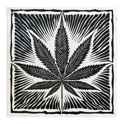 Veskor Cassiopeia Veskor Cassiopeia CANNABIS BLATT Marihuana Pflanzen Linoldruck | 40 × 40 cm | Schwarz auf Naturweiß – Produktbild 1 von 1