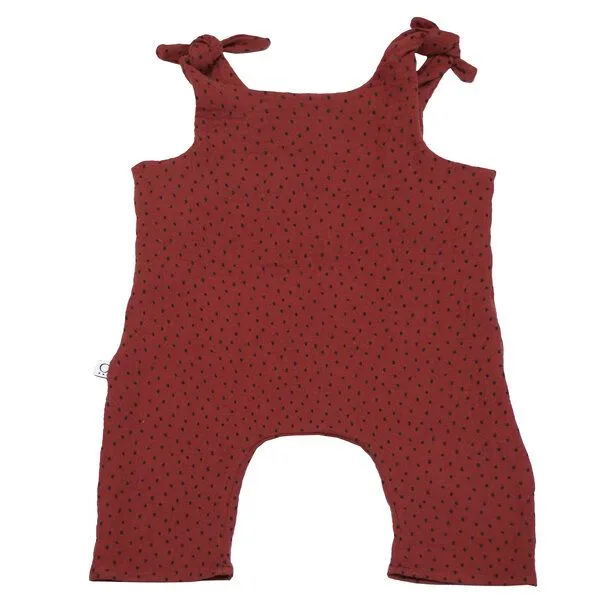 Frija Omina Frija Omina Baby-Strampler aus Bio-Musselin, Punkte rost (rot), – Produktbild 3 von 4