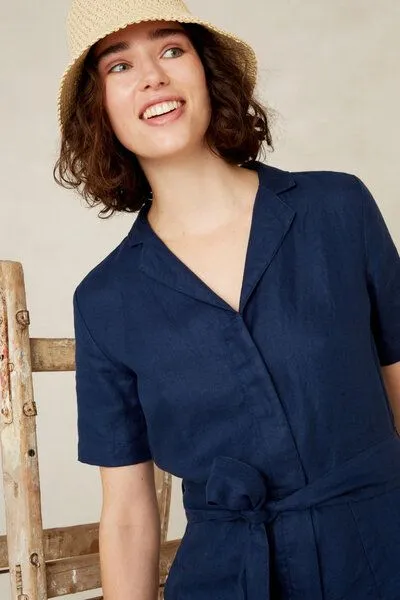 Kings Of Indigo Kings Of Indigo JANELLE PLAYSUIT | WORKER BLUE LINEN, Blue, – Produktbild 3 von 4