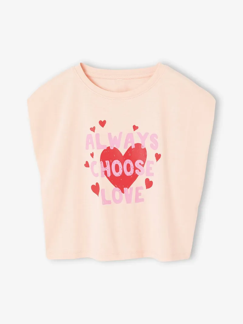 Vertbaudet T-Shirt Mädchen mit Schulterpolstern hell, Hellrosa, – Produktbild 1 von 3