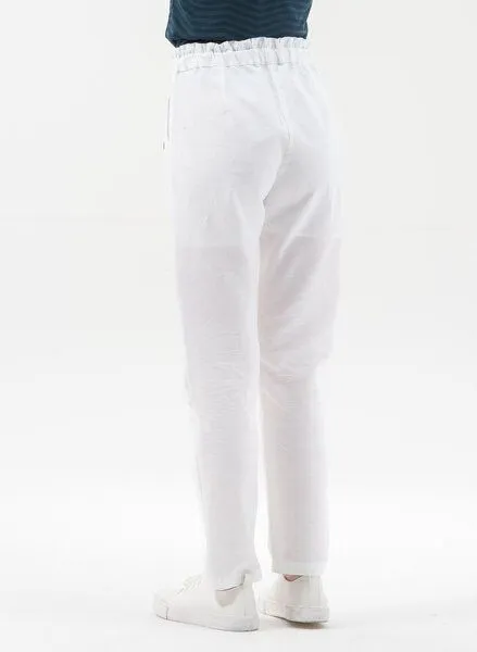 ORGANICATION ORGANICATION Paperbag-Hose aus Leinen mit Bio-Baumwolle, White, – Produktbild 4 von 4