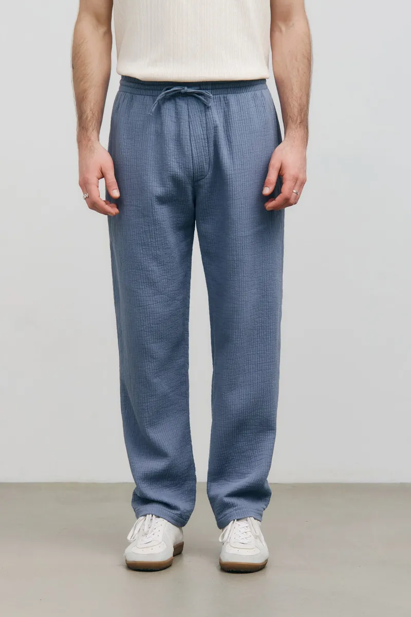 Rotholz Rotholz Herren vegan Hose Nadelstreifen Steinblau, Hellblau, – Produktbild 2 von 2