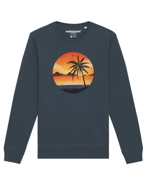 watapparel watapparel Sweatshirt Unisex Sunset on palm beach, India ink grey, – Produktbild 1 von 3