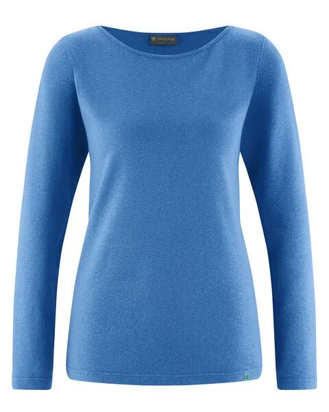 HempAge HempAge Damen Longsleeve Hanf/Biobaumwolle, Ocean (blau), – Produktbild 1 von 4