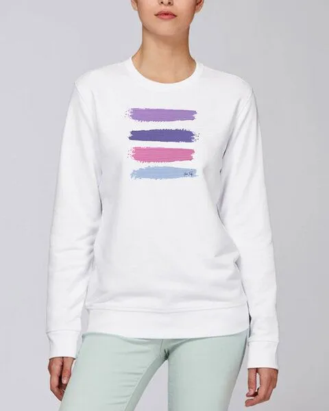 Human Family Human Family Bio Unisex Rundhals-Sweatshirt - "Araise - Acryl Stripes", Weiss, – Produktbild 2 von 4