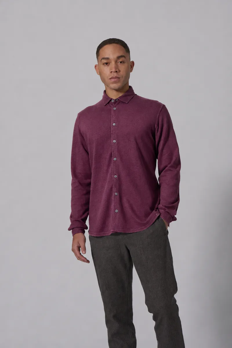 HempAge Hempage Herren vegan Shirt Aus Slub Jersey Weinrot, Rot, – Produktbild 2 von 2