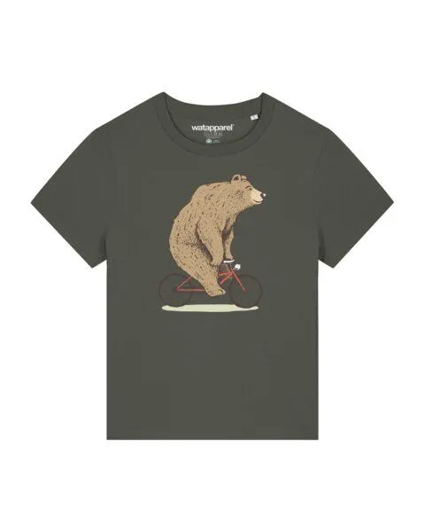 watapparel watapparel T-Shirt Frauen Fahrradbär, Khaki, – Produktbild 1 von 3